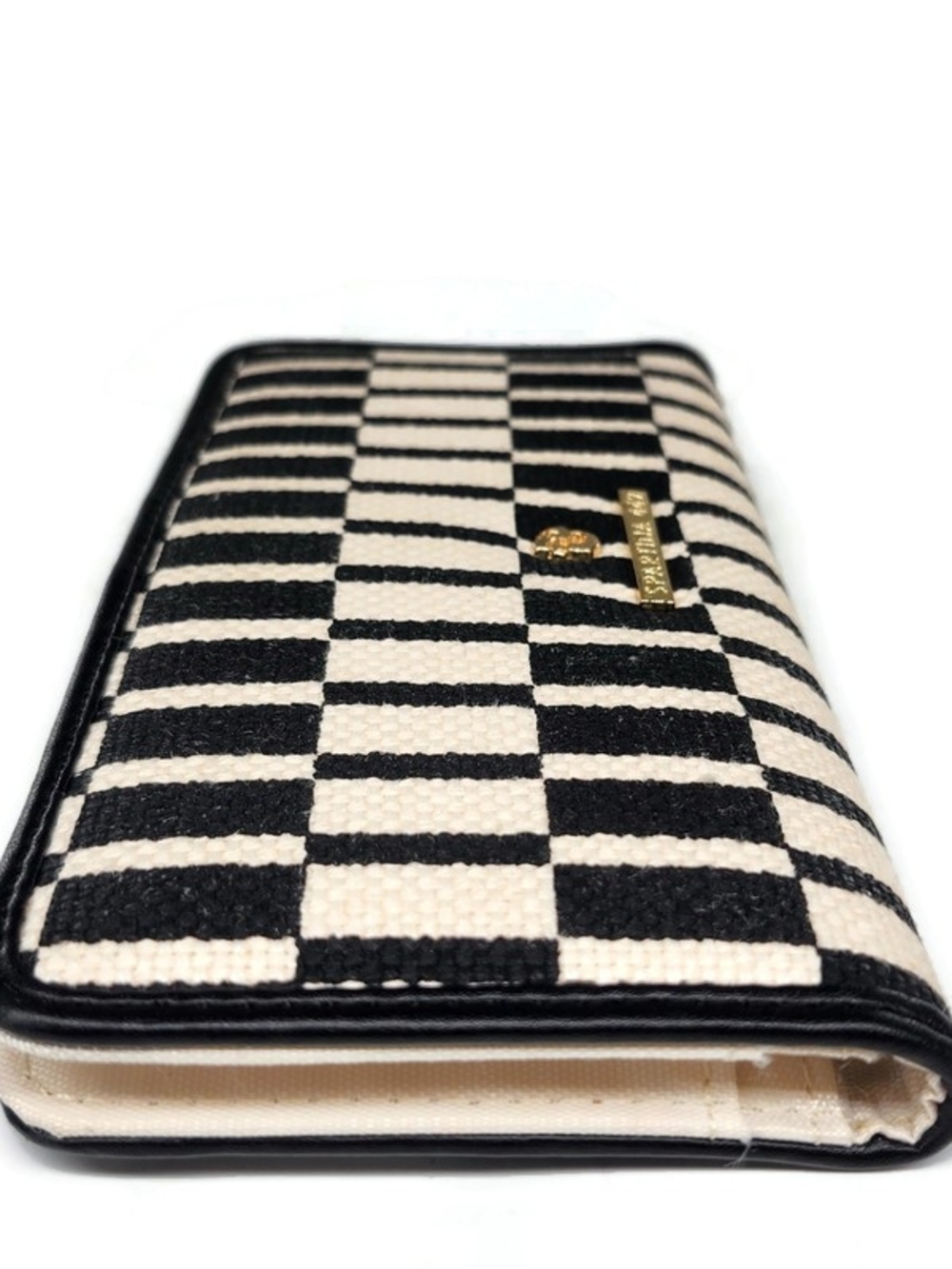Spartina 449 West RFID Bluff Black & Ivory Woven Linen Leather Bi-Fold Wallet - Picture 7 of 13